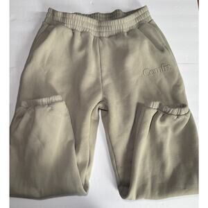 Comfrt Sweatpants Joggers Beige Fleece Lined Lounge Cargo Pocket Women XL